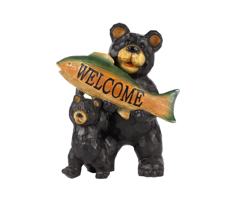 75619-D - Bears Hold Fish Welcome Sign Hi-Line Gift Ltd.