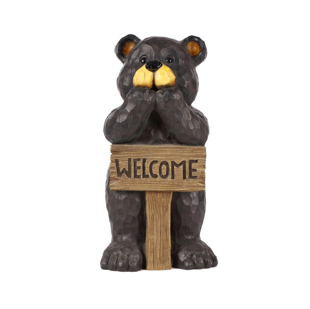 Bear Leans On Welcome Sign HI-LINE GIFT LTD.