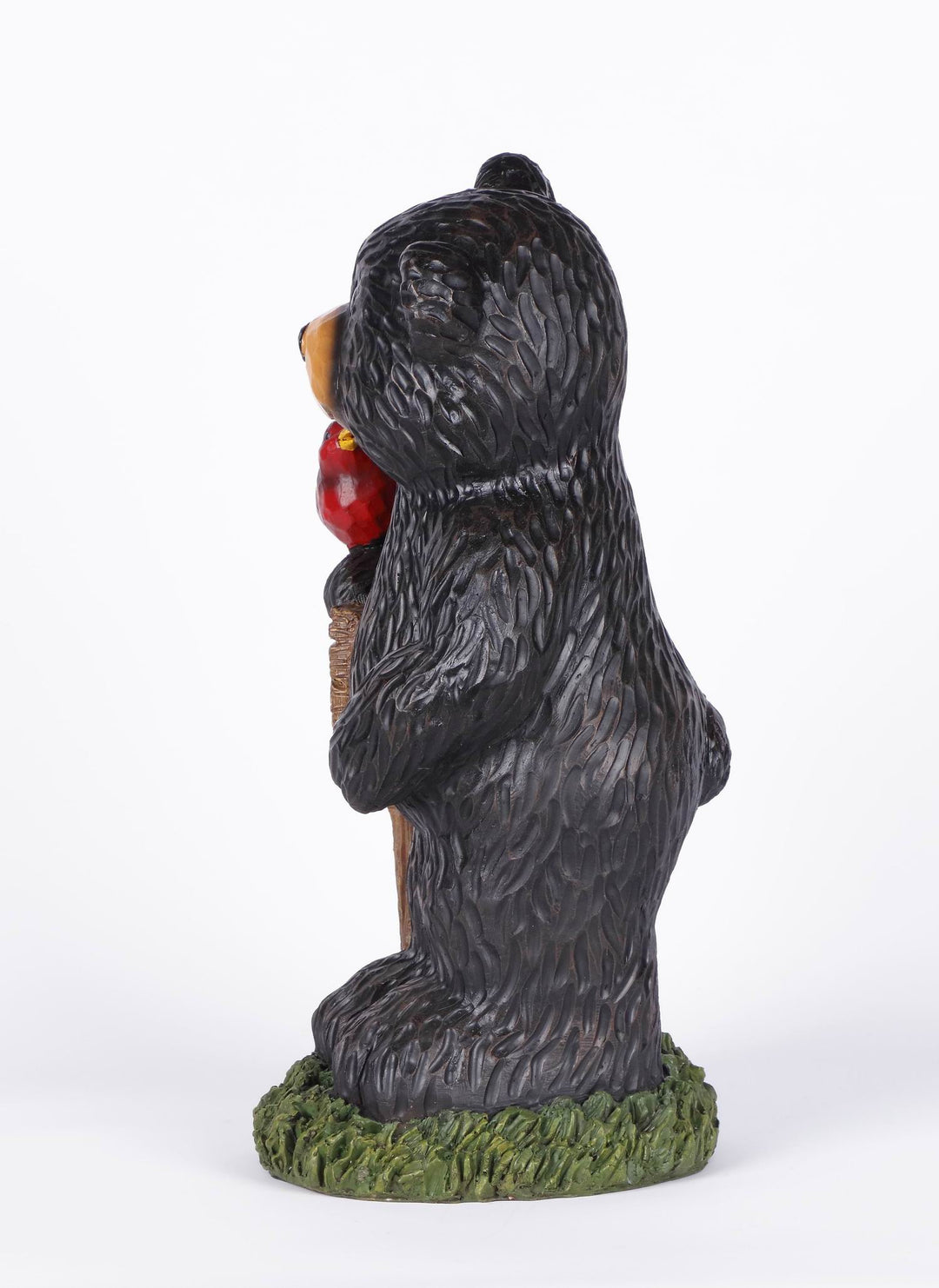 Black Bear Holding Welcome Sign with Red Sparrow Statue HI-LINE GIFT LTD.