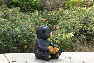Bear Cub Holding Sunflower Statue HI-LINE GIFT LTD.