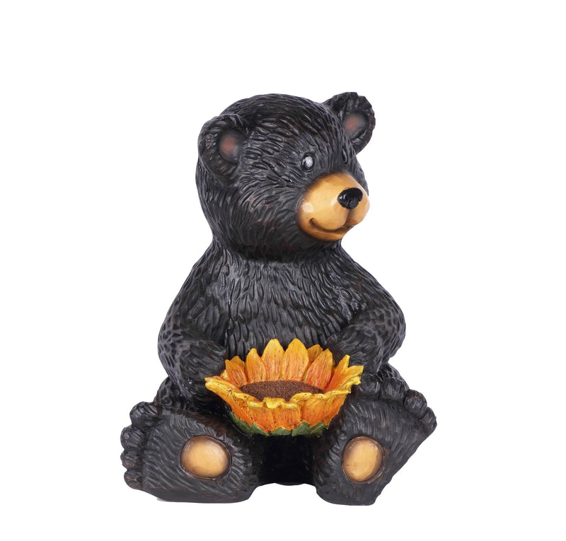 Bear Cub Holding Sunflower Statue HI-LINE GIFT LTD.