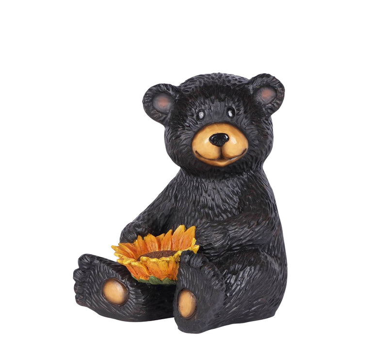 Bear Cub Holding Sunflower Statue HI-LINE GIFT LTD.