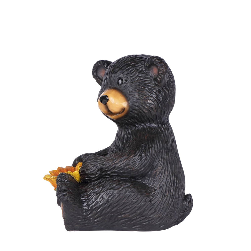 Bear Cub Holding Sunflower Statue HI-LINE GIFT LTD.
