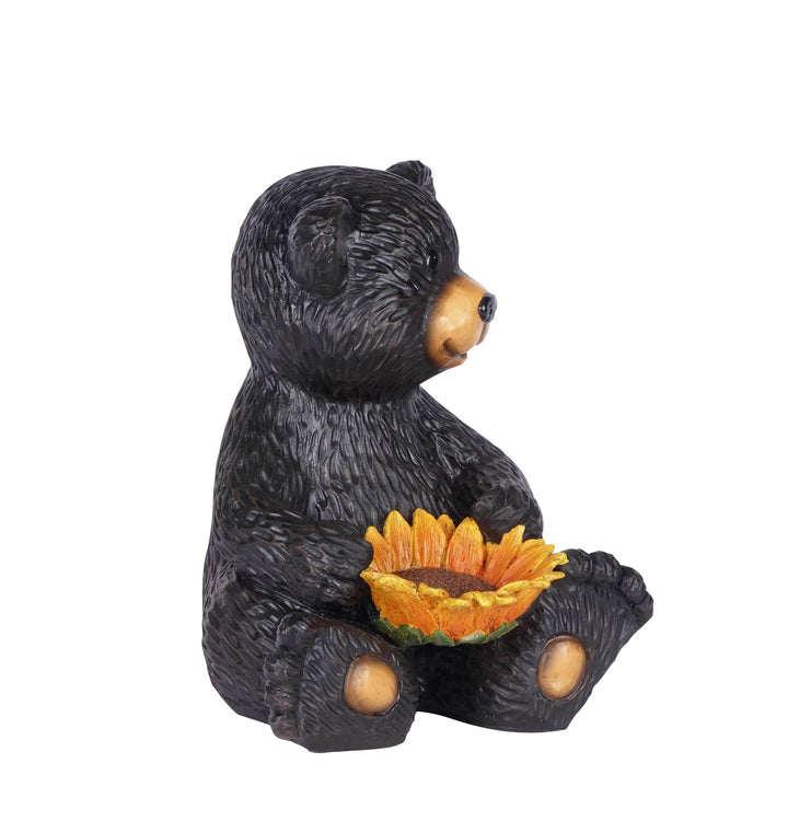 Bear Cub Holding Sunflower Statue HI-LINE GIFT LTD.