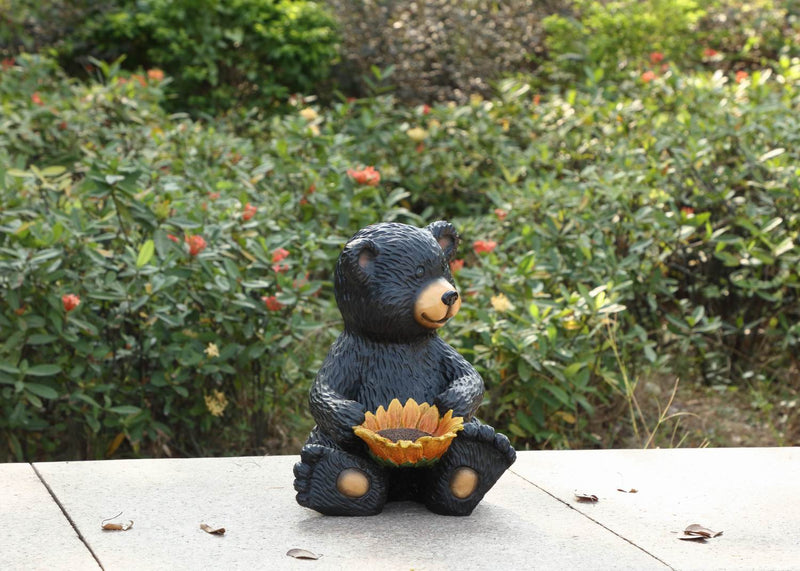 Bear Cub Holding Sunflower Statue HI-LINE GIFT LTD.
