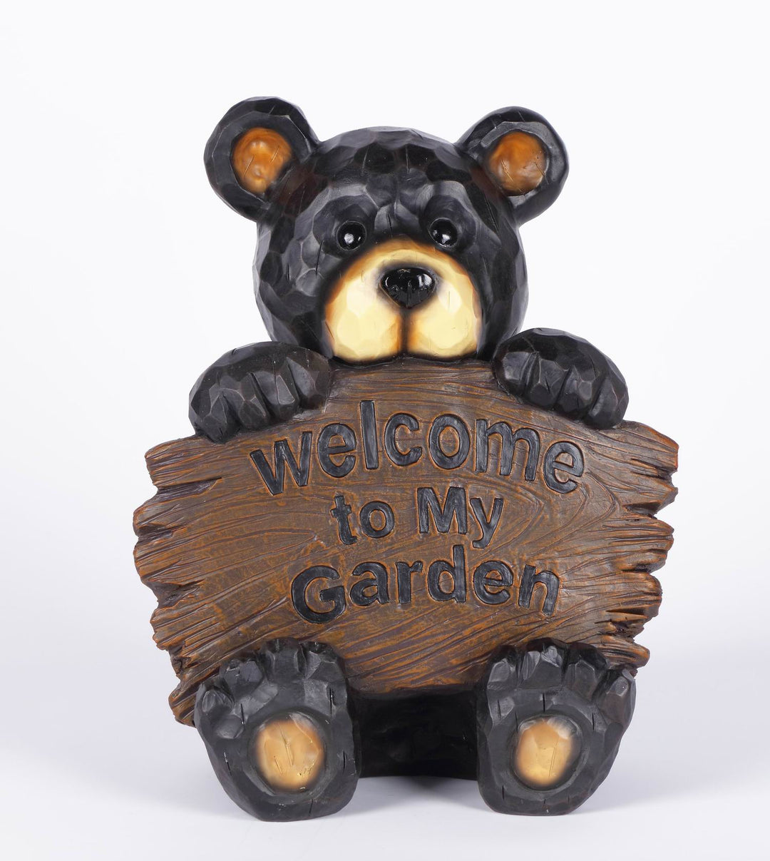 Bear Cub Holding Welcome Sign - Statue HI-LINE GIFT LTD.