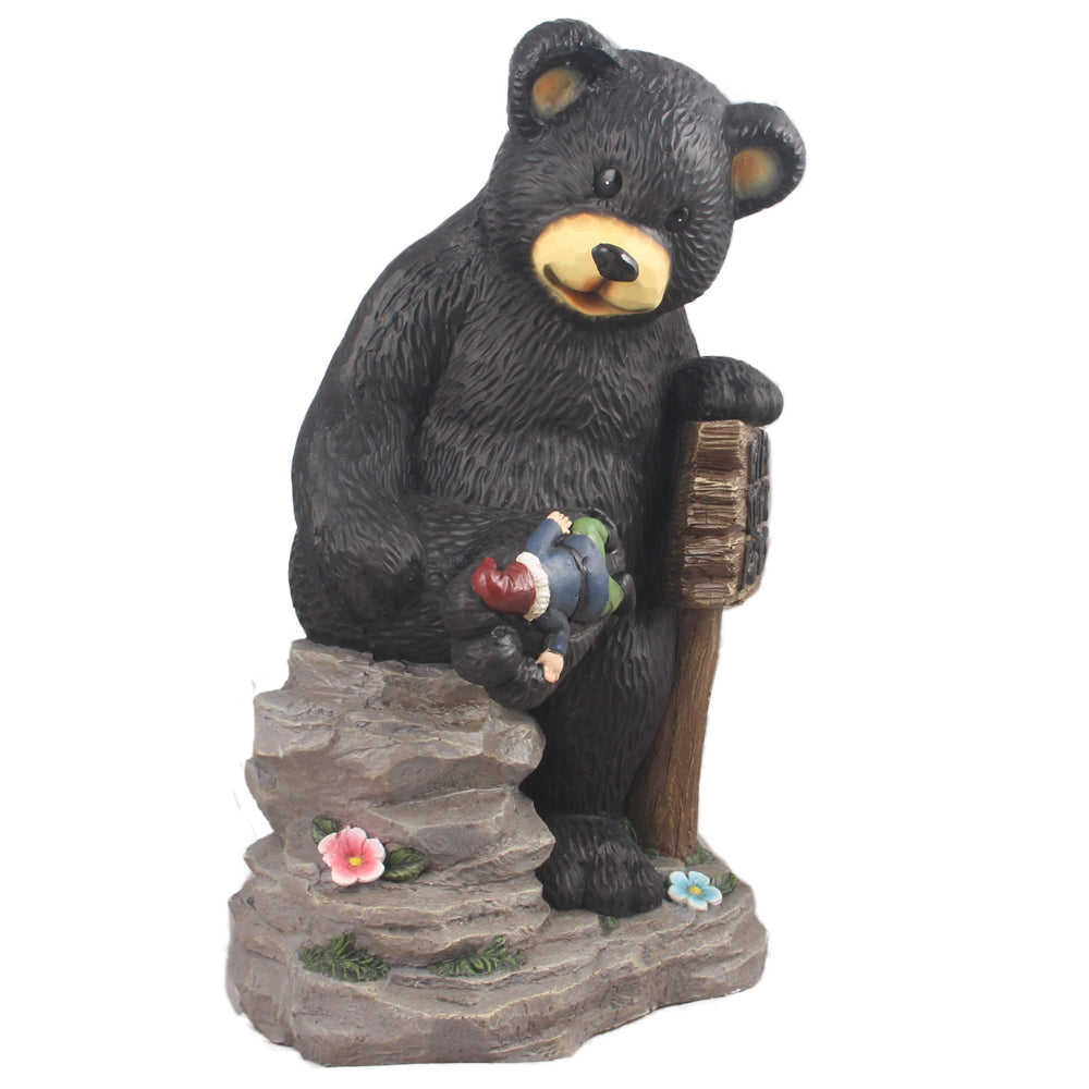 Bear Holding Sign And Gnome HI-LINE GIFT LTD.