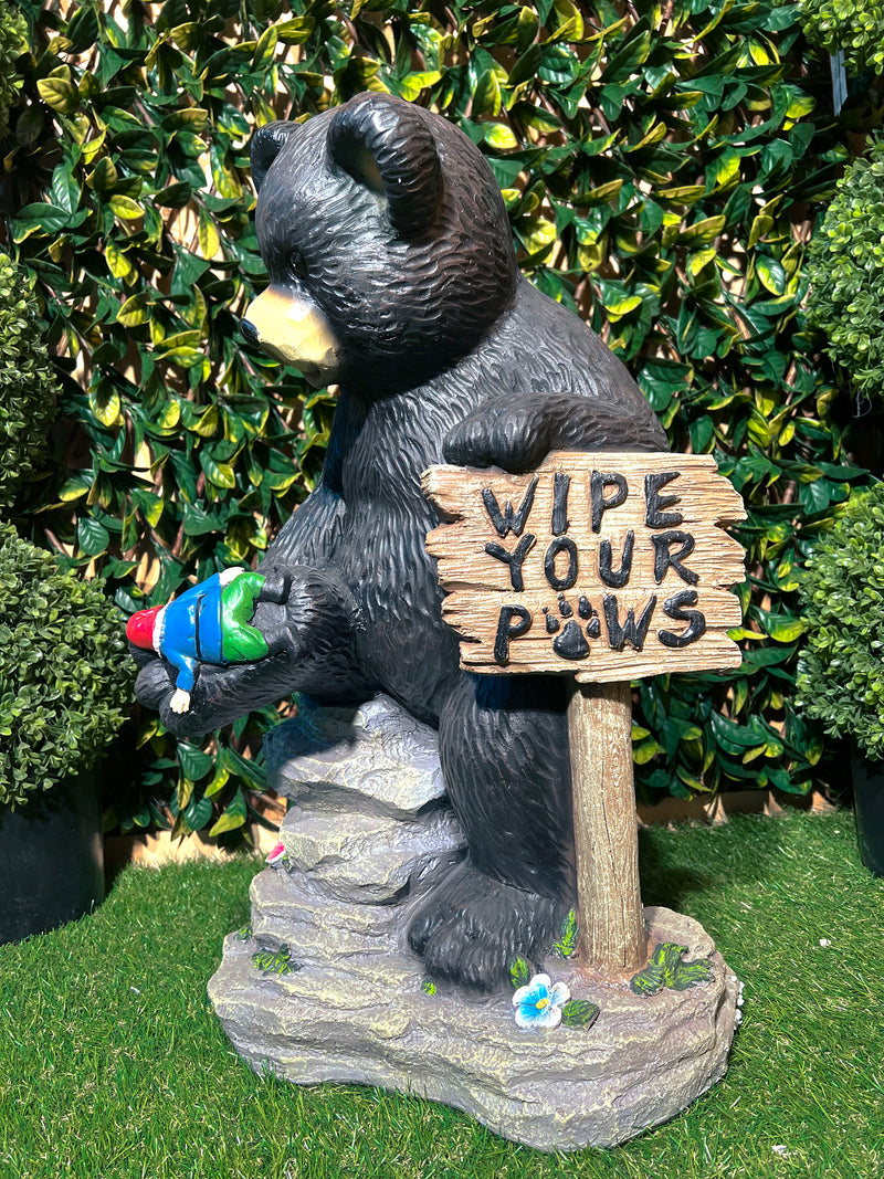 Bear Holding Sign And Gnome HI-LINE GIFT LTD.