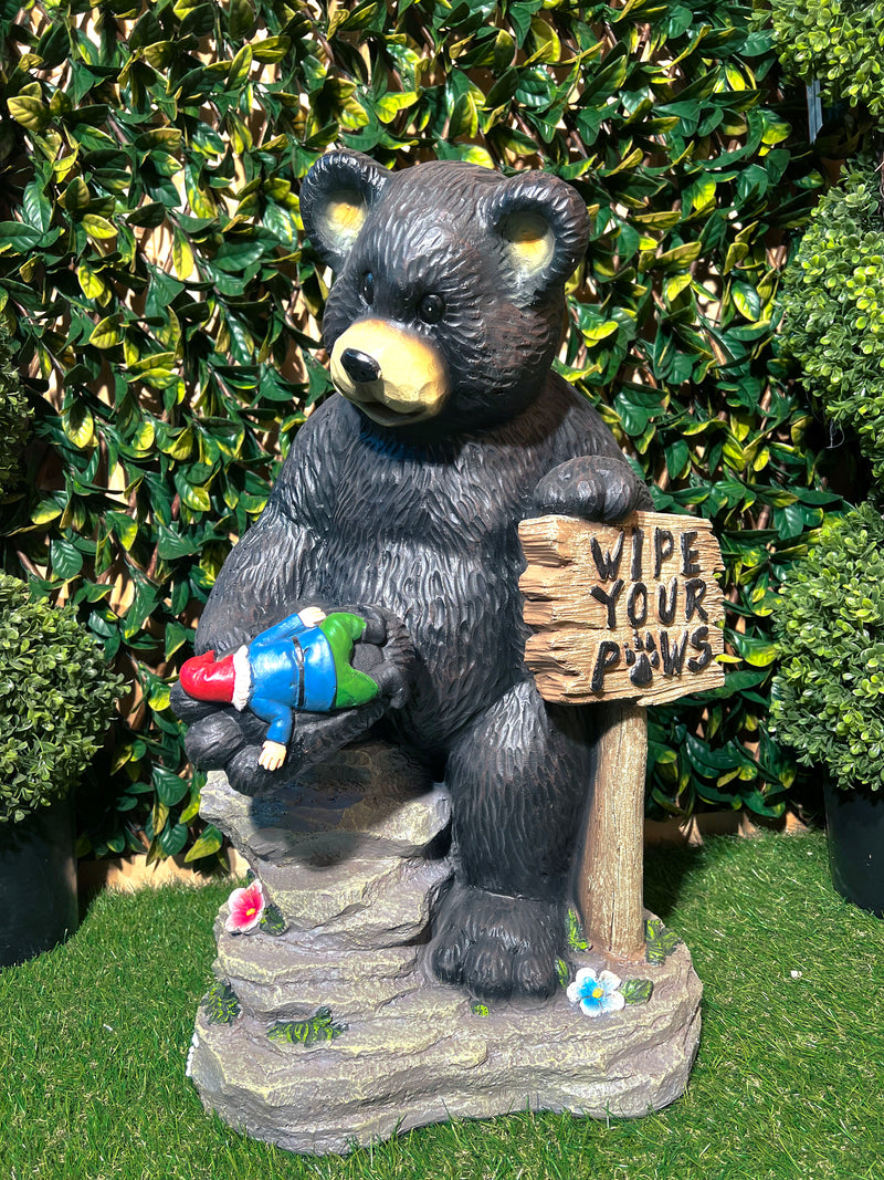 Bear Holding Sign And Gnome HI-LINE GIFT LTD.