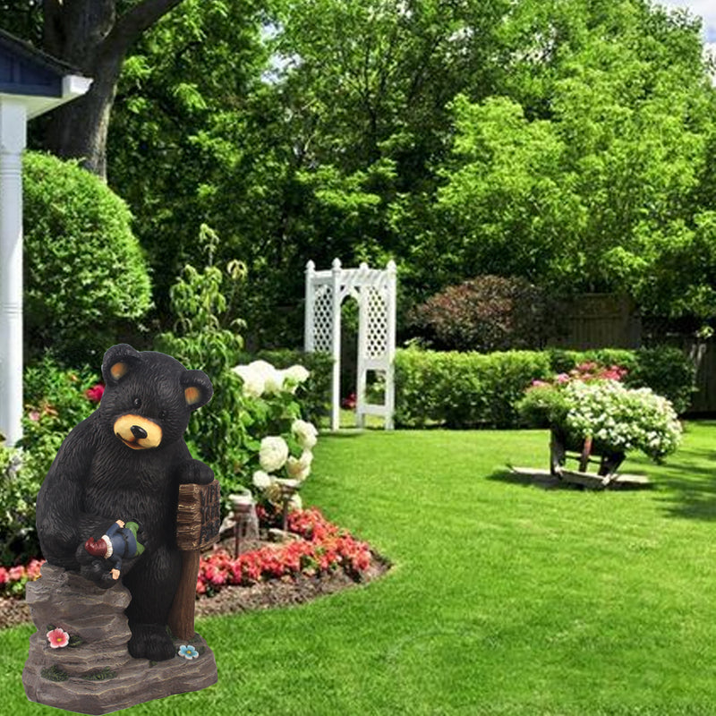 Bear Holding Sign And Gnome HI-LINE GIFT LTD.