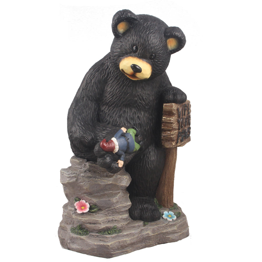 Bear Holding Sign And Gnome HI-LINE GIFT LTD.
