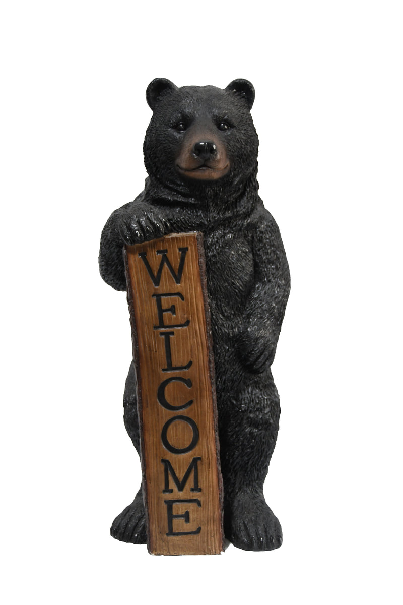 75619-N - Welcome Bear Haven: Standing Black Bear with Heartwarming Welcome Sign Hi-Line Gift Ltd.