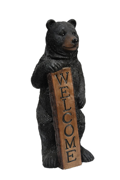 75619-N - Welcome Bear Haven: Standing Black Bear with Heartwarming Welcome Sign Hi-Line Gift Ltd.