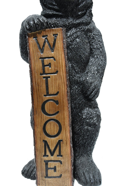 75619-N - Welcome Bear Haven: Standing Black Bear with Heartwarming Welcome Sign Hi-Line Gift Ltd.