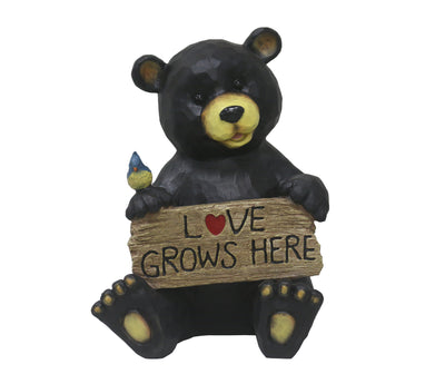 75619-T - Sitting Bear Holding Love Sign Garden Decor Hi-Line Gift Ltd.