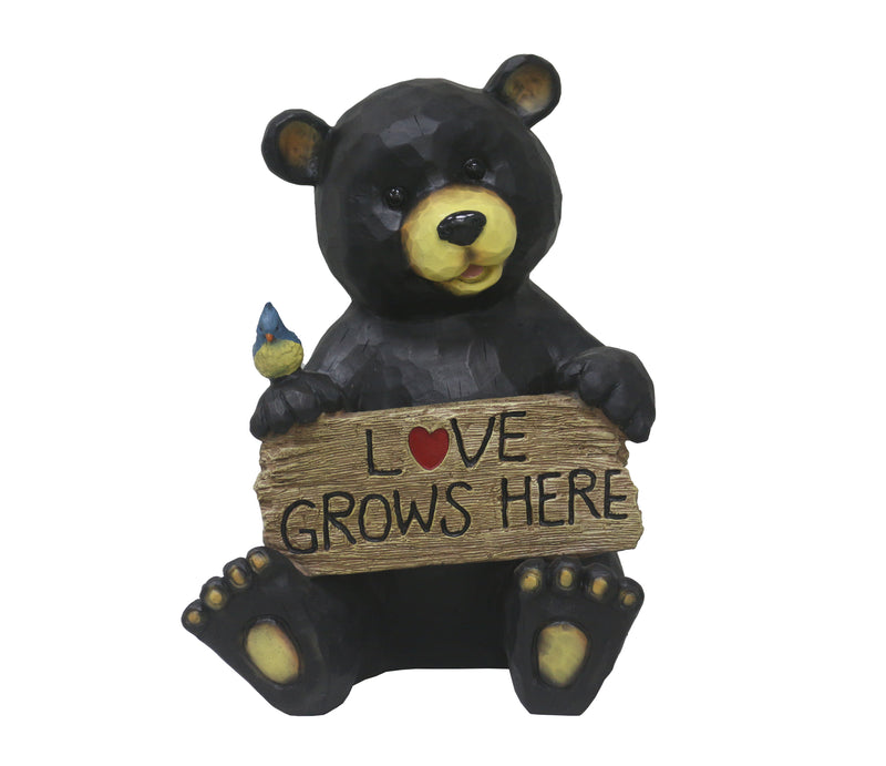 75619-T - Sitting Bear Holding Love Sign Garden Decor Hi-Line Gift Ltd.