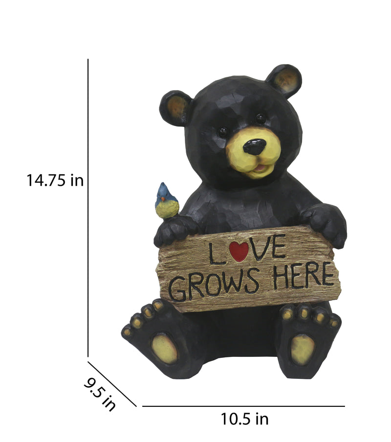75619-T - Sitting Bear Holding Love Sign Garden Decor Hi-Line Gift Ltd.