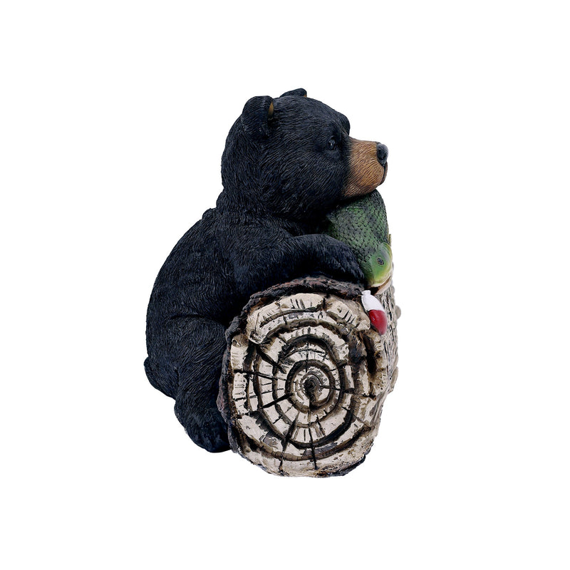 75619-W - Black Bear W/Gone Fishing Sign Hi-Line Gift Ltd.