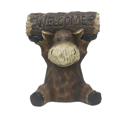 75624-D - Moose Cub Holding Welcome Sign Garden Decor Hi-Line Gift Ltd.