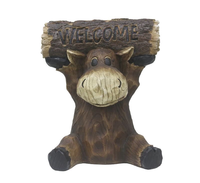 75624-D - Moose Cub Holding Welcome Sign Garden Decor Hi-Line Gift Ltd.