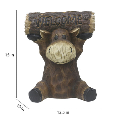 75624-D - Moose Cub Holding Welcome Sign Garden Decor Hi-Line Gift Ltd.