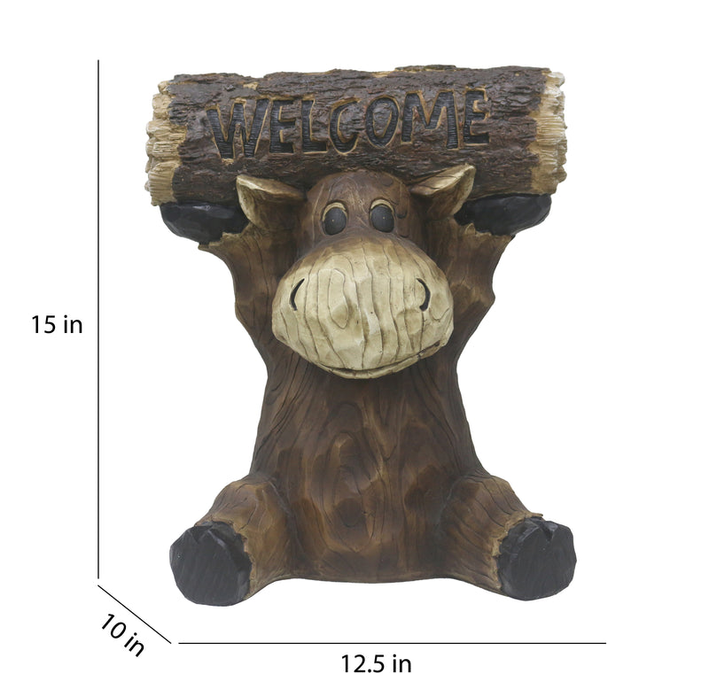 75624-D - Moose Cub Holding Welcome Sign Garden Decor Hi-Line Gift Ltd.