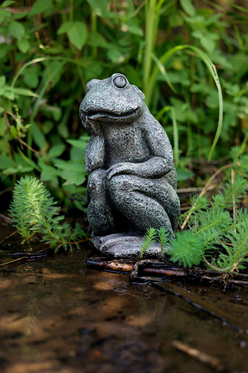 75627-B - Thinking Frog Garden Statue Hi-Line Gift Ltd.