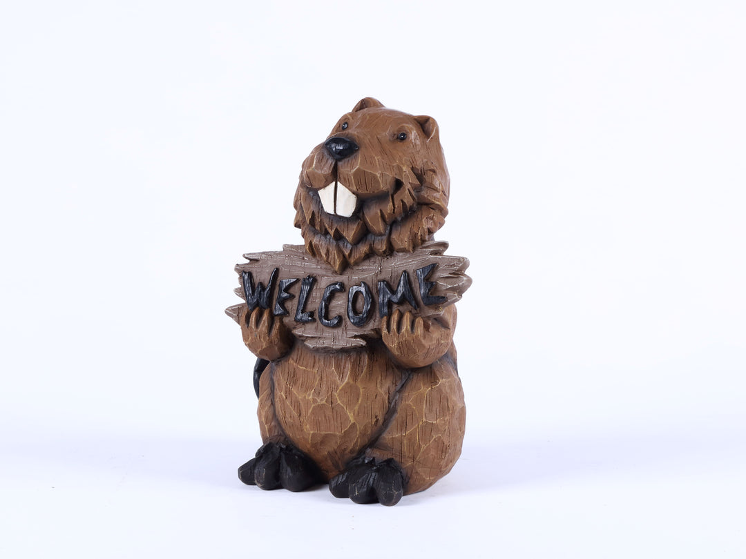 Beaver Holding A Welcome Sign HI-LINE GIFT LTD.