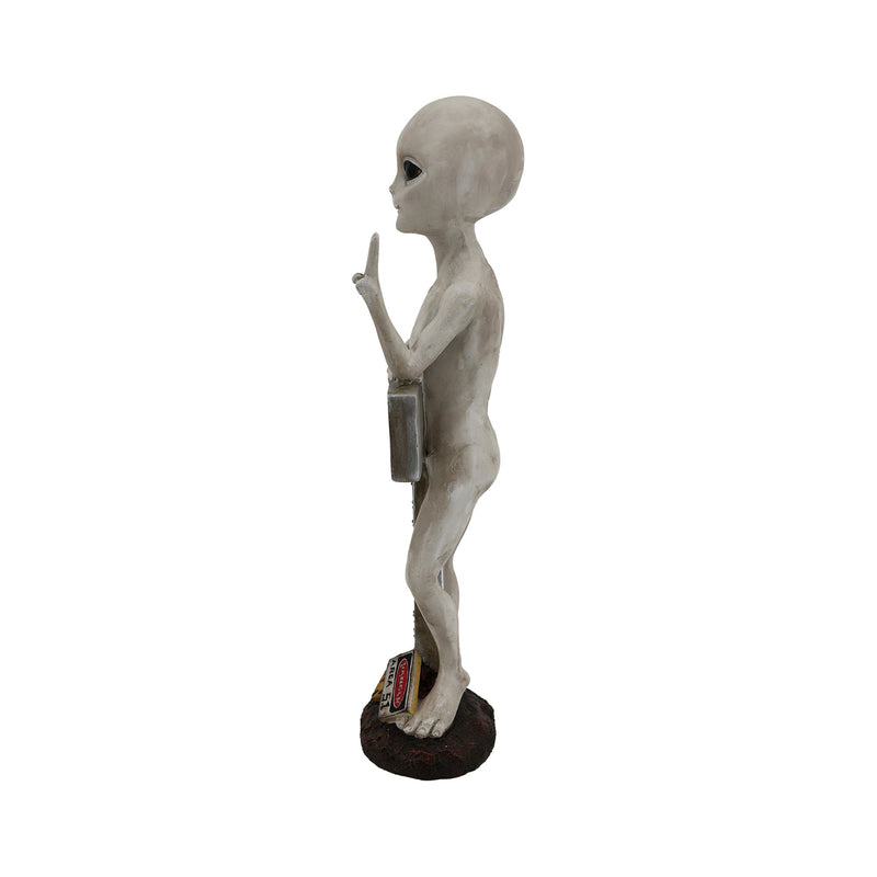 75635-C - Alien Resin Statue W/Welcome Sign Hi-Line Gift Ltd.