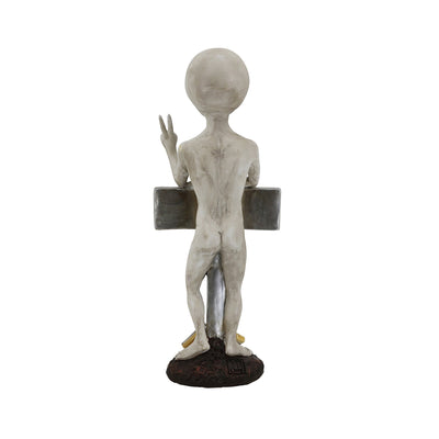 75635-C - Alien Resin Statue W/Welcome Sign Hi-Line Gift Ltd.