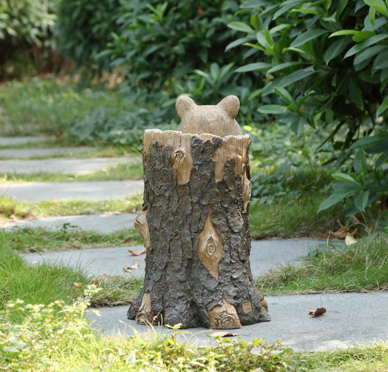 Racoon Stacking By Tree Trunk With Welcome Sign Statue HI-LINE GIFT LTD.