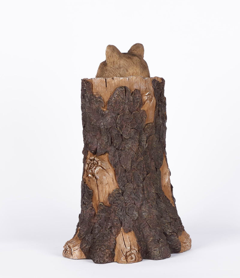 Racoon Stacking By Tree Trunk With Welcome Sign Statue HI-LINE GIFT LTD.