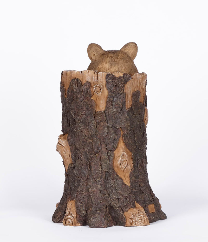 Racoon Stacking By Tree Trunk With Welcome Sign Statue HI-LINE GIFT LTD.