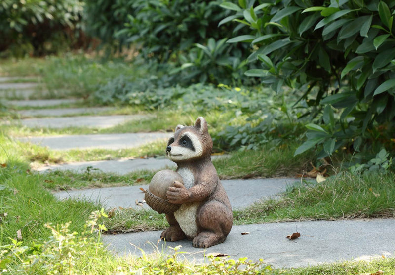 Racoon Holding Acorn Statue HI-LINE GIFT LTD.
