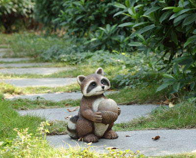 Racoon Holding Acorn Statue HI-LINE GIFT LTD.