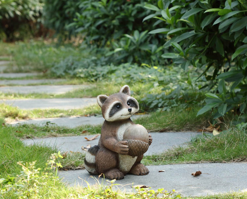 Racoon Holding Acorn Statue HI-LINE GIFT LTD.