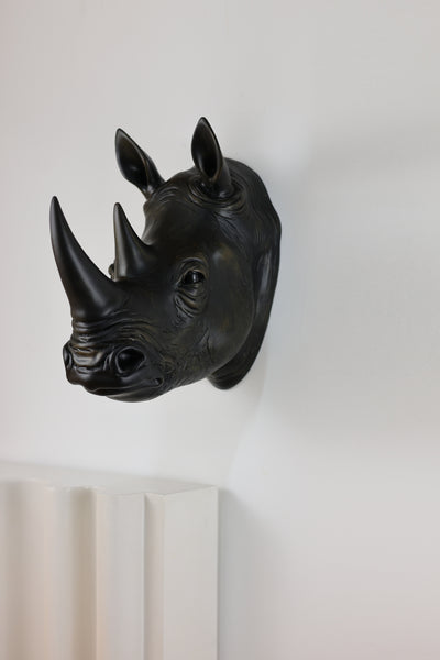 75642-B - Rhinoceros Head Wall Mount Art Black Color