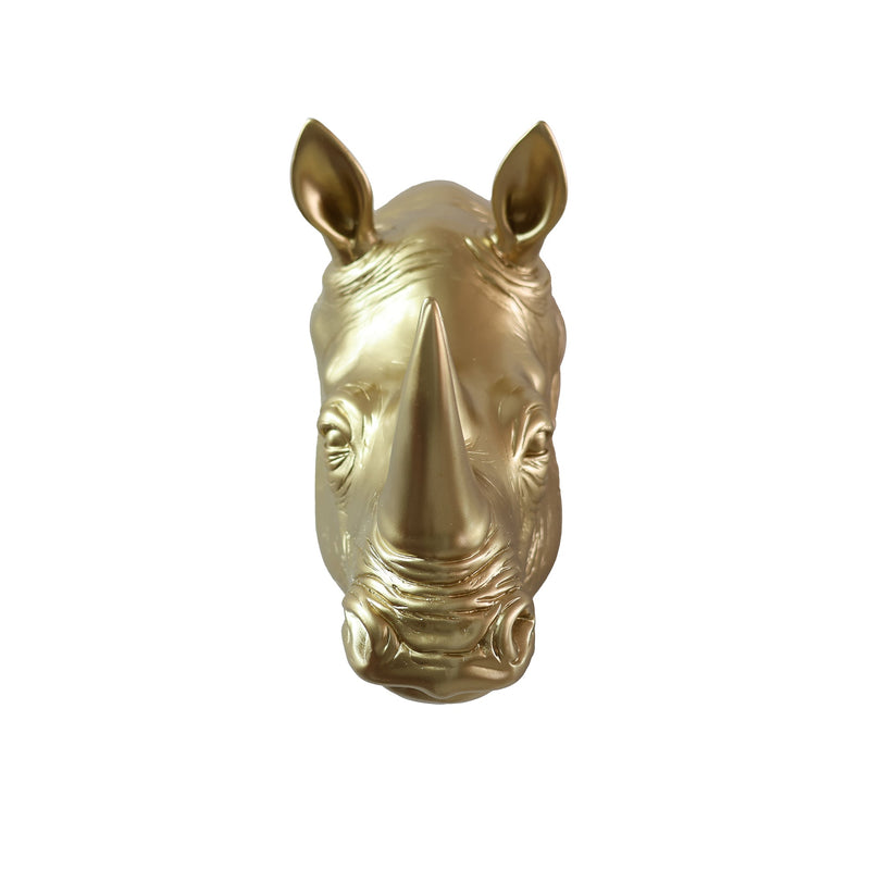 75642-B-GD - Rhinoceros Head Wall Mount Art Gold Color Hi-Line Gift Ltd.