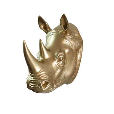 75642-B-GD - Rhinoceros Head Wall Mount Art Gold Color Hi-Line Gift Ltd.