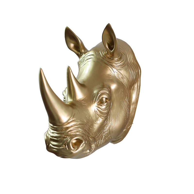 75642-B-GD - Rhinoceros Head Wall Mount Art Gold Color Hi-Line Gift Ltd.