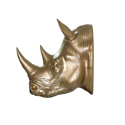 75642-B-GD - Rhinoceros Head Wall Mount Art Gold Color Hi-Line Gift Ltd.
