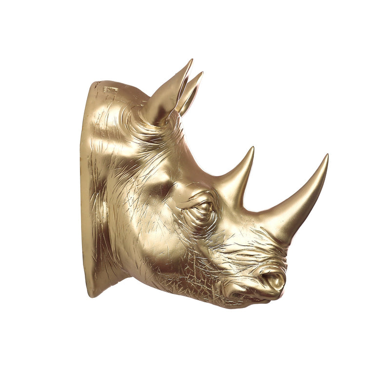 75642-B-GD - Rhinoceros Head Wall Mount Art Gold Color Hi-Line Gift Ltd.