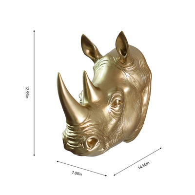 75642-B-GD - Rhinoceros Head Wall Mount Art Gold Color Hi-Line Gift Ltd.