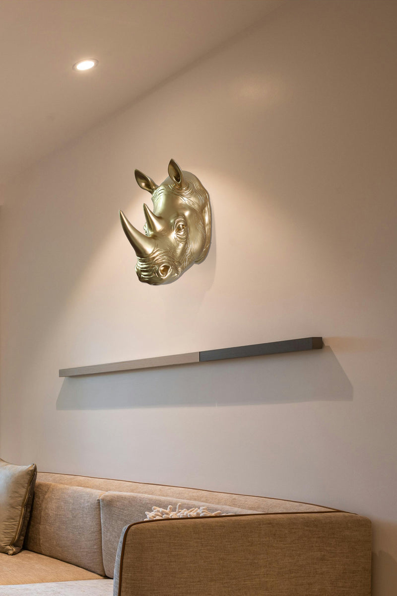 75642-B-GD - Rhinoceros Head Wall Mount Art Gold Color Hi-Line Gift Ltd.
