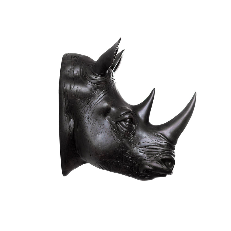 75642-B - Rhinoceros Head Wall Mount Art Black Color Hi-Line Gift Ltd.