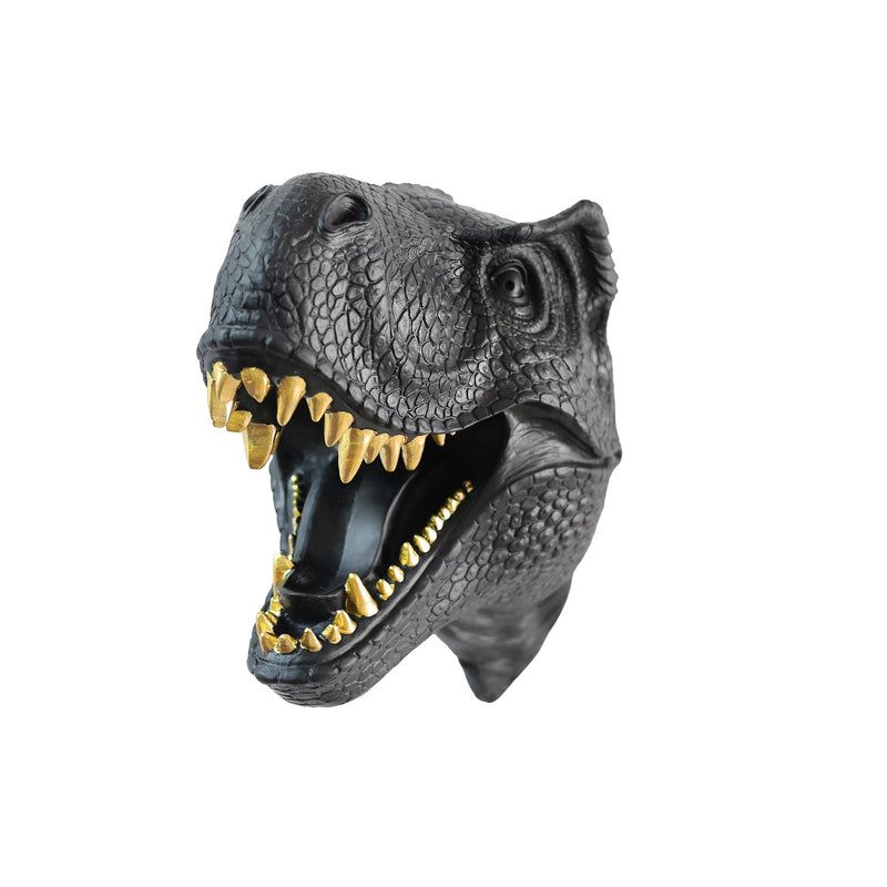 75642-C-BK - Dinosaur Head Sculpture Black Color Wall Mounted Ornament Hi-Line Gift Ltd.