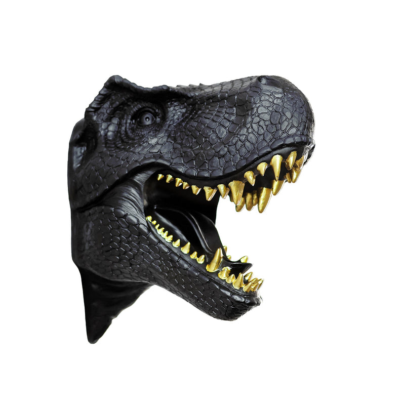 75642-C-BK - Dinosaur Head Sculpture Black Color Wall Mounted Ornament Hi-Line Gift Ltd.