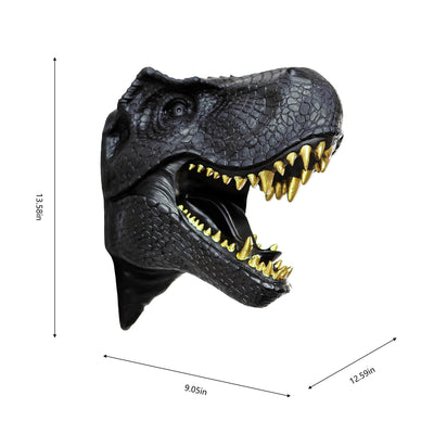 75642-C-BK - Dinosaur Head Sculpture Black Color Wall Mounted Ornament Hi-Line Gift Ltd.