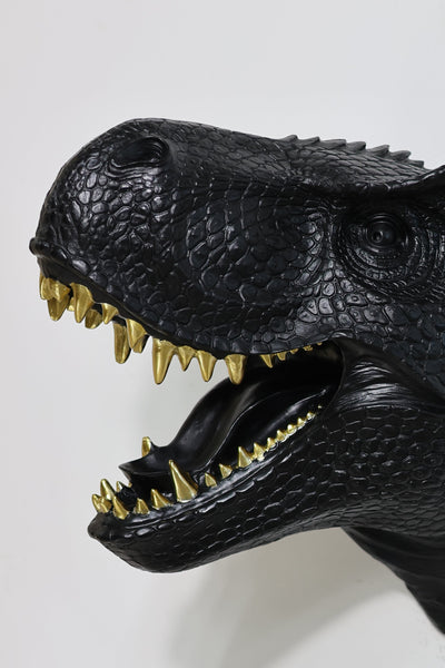 75642-C-BK - Dinosaur Head Sculpture Black Color Wall Mounted Ornament Hi-Line Gift Ltd.
