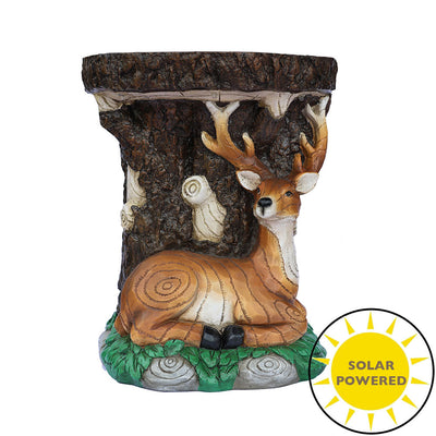 75643-A - Solar Elk Statue Stump Plant Stand Hi-Line Gift Ltd.